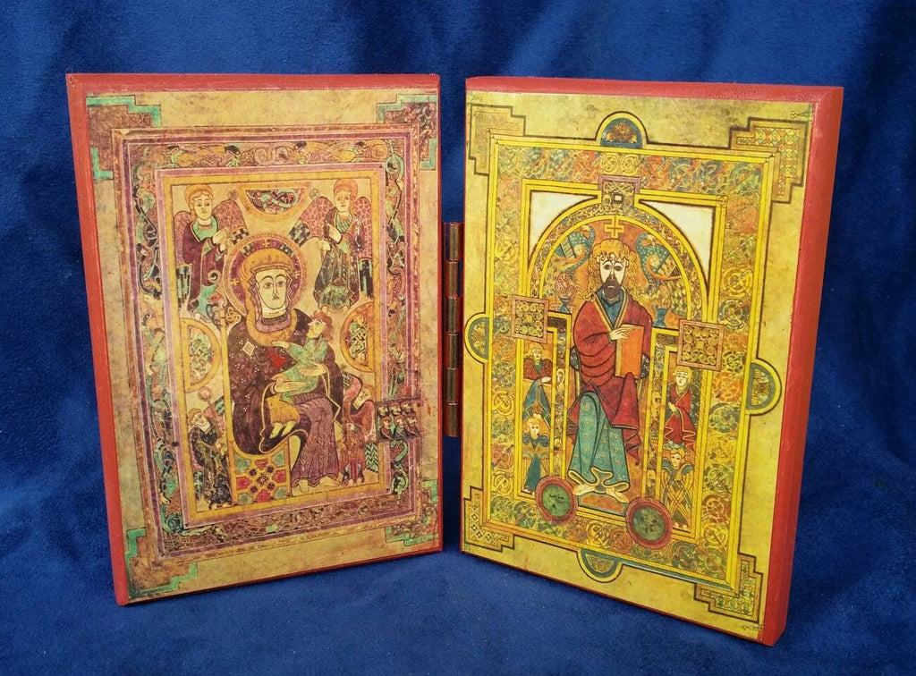 Orthodox diptych icon of Christ &Theotokos from the Book of Kells