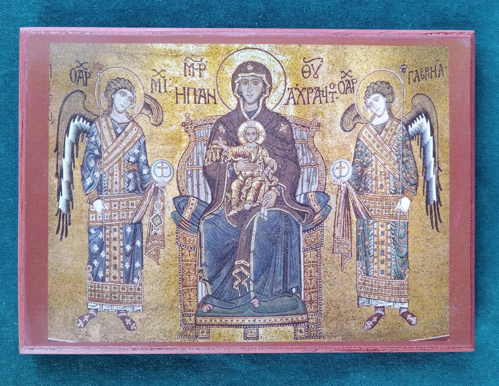 ORTHODOX ICON of The Theotokos with Archangels Michael & Gabriel from Hagia Sophia