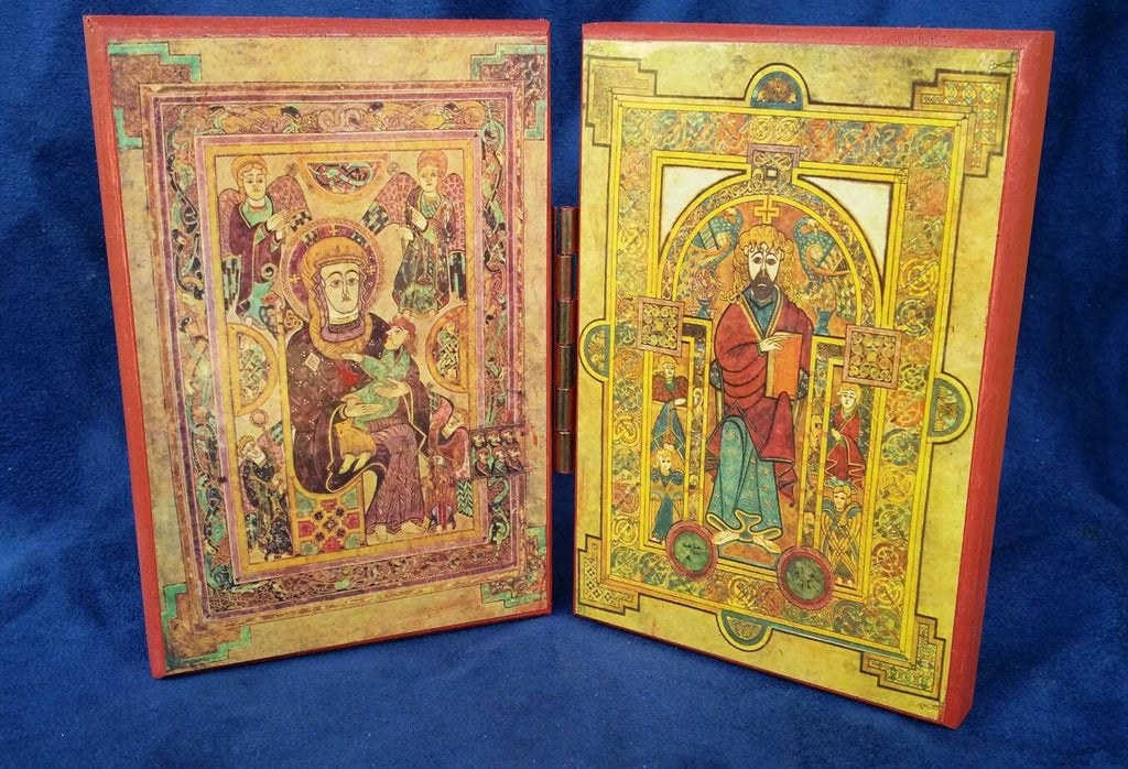 Orthodox diptych icon of Christ &Theotokos from the Book of Kells